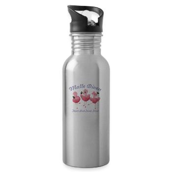 Malle Diven Think Pink Trink Flink Braut Geschenk - Trinkflasche mit integriertem Trinkhalm - Lightsilver - Rechts