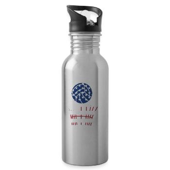 Sport Us Flag Netball - Water bottle with straw - silver - Right