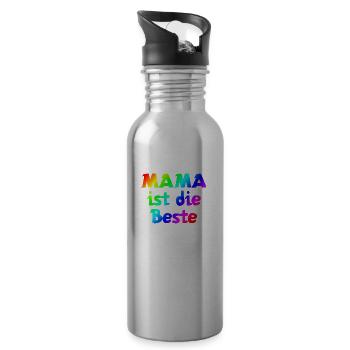 Mama ist die Beste | Mutter | Mama | Eltern - Trinkflasche mit integriertem Trinkhalm - Lightsilver - Rechts