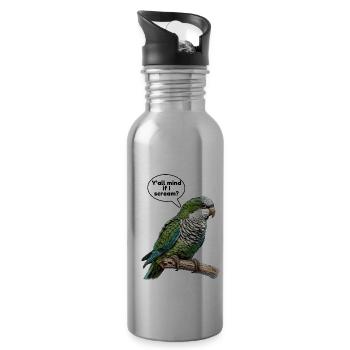 Quäker Papagei Mönch Sittich - Trinkflasche mit integriertem Trinkhalm - Lightsilver - Rechts