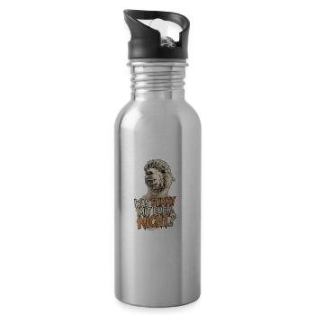 Alpaka Spruch "Was stimmt mit euch nicht?" - Trinkflasche mit integriertem Trinkhalm - Lightsilver - Rechts