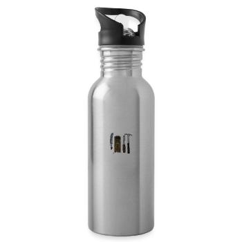 Tischler Tischlerei Schreiner Holzarbeiter Beruf - Trinkflasche mit integriertem Trinkhalm - Lightsilver - Rechts