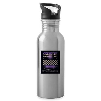 Race Design / Rennsport - Trinkflasche mit integriertem Trinkhalm - Lightsilver - Rechts