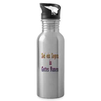 Sei ein Segen in Gottes Namen - Trinkflasche mit integriertem Trinkhalm - Lightsilver - Rechts