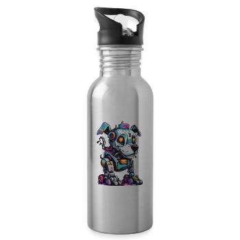 Robot Animal / AI / Mechanized Animals / Comic - Water bottle with straw - silver - Right