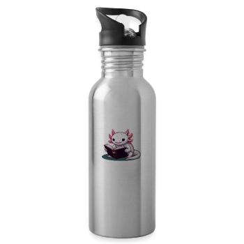 Reading Axolotl - Water bottle with straw - silver - Right