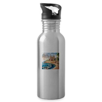 Palma de Mallorca - Trinkflasche mit integriertem Trinkhalm - Lightsilver - Rechts