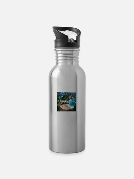 Kelingking Beach - Trinkflasche mit integriertem Trinkhalm - Lightsilver