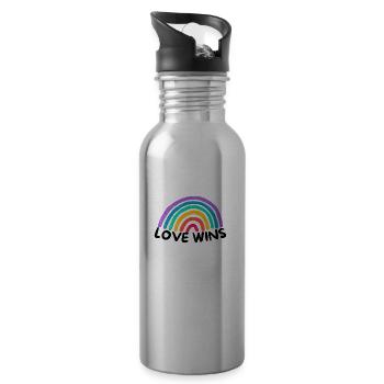 Love Graphic Love gewinnt Rainbow - Trinkflasche mit integriertem Trinkhalm - Lightsilver - Rechts