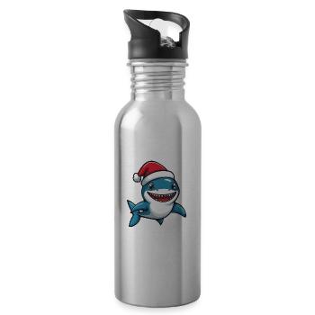 requin Noël mignon - Gourde avec paille intégrée - argent clair - Droite