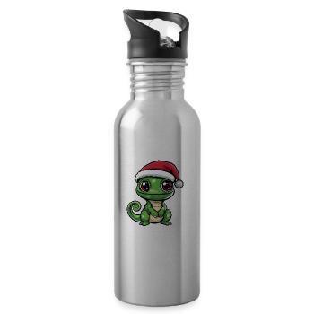 Sloth Christmas Cute - Water bottle with straw - silver - Right