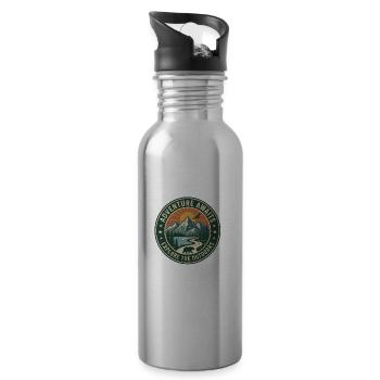 Appels d’aventure – Badge extérieur - Gourde avec paille intégrée - argent clair - Droite