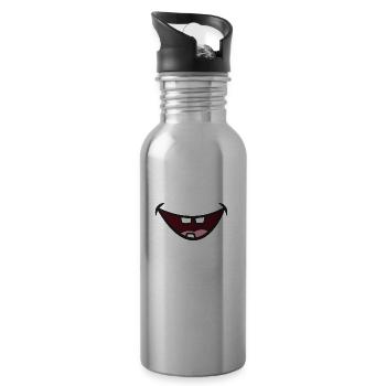Maul mit 3 Zähnen - Trinkflasche mit integriertem Trinkhalm - Lightsilver - Rechts