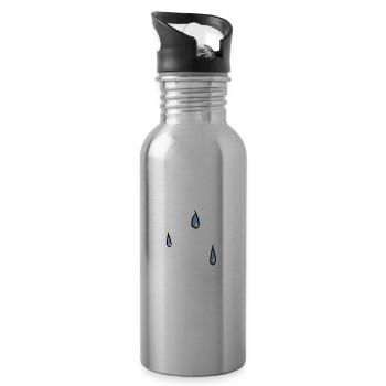 regen wasser muster wetter tropfen träne tränen - Trinkflasche mit integriertem Trinkhalm - Lightsilver - Rechts
