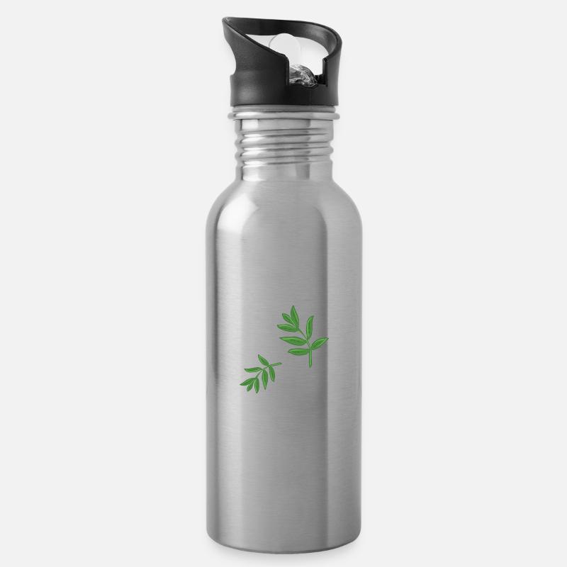 blätter pflanze frühling natur muster blatt - Trinkflasche mit integriertem Trinkhalm - Lightsilver