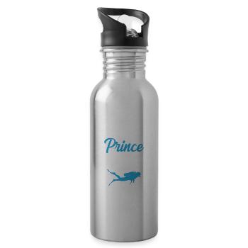 This Prince Wears Flippers Diver Scuba Diver Divin - Trinkflasche mit integriertem Trinkhalm - Lightsilver - Rechts
