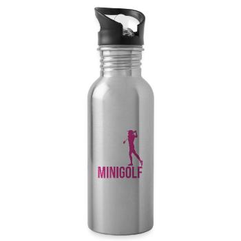 Echte Mädchen Spielen Minigolf Golfspieler Golfen - Trinkflasche mit integriertem Trinkhalm - Lightsilver - Rechts