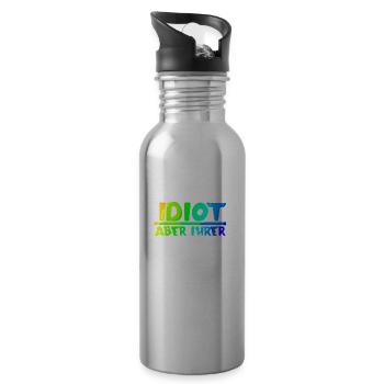 Idiot aber ihrer | Paar | Partnerschaft | Partner - Trinkflasche mit integriertem Trinkhalm - Lightsilver - Rechts