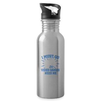 I Must Go The Video Games Need Me Video Game Playe - Trinkflasche mit integriertem Trinkhalm - Lightsilver - Rechts