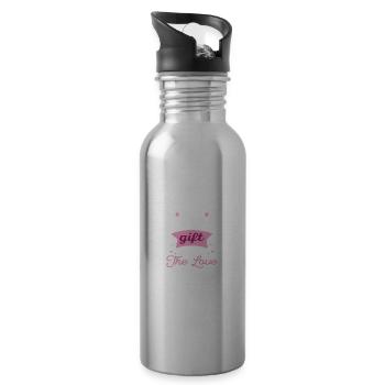 What Greater Gift Than The Love Of A Cat Cat Lover - Trinkflasche mit integriertem Trinkhalm - Lightsilver - Rechts