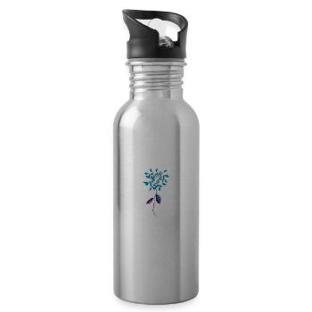 bluem symbol blau pflanze - Trinkflasche mit integriertem Trinkhalm - Lightsilver - Rechts
