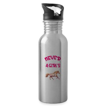 Never Underestimate A Girl's Love For Her Horse Eq - Trinkflasche mit integriertem Trinkhalm - Lightsilver - Rechts