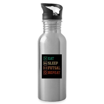 Eat Sleep Futsal Repeat Indoor Soccer Player Footb - Trinkflasche mit integriertem Trinkhalm - Lightsilver - Rechts