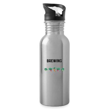 Brewing Enthusiast Powered By Beer Homebrewing Cra - Trinkflasche mit integriertem Trinkhalm - Lightsilver - Rechts