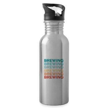 Retro Graphic Homebrewing Winemaking Brewery Craft - Trinkflasche mit integriertem Trinkhalm - Lightsilver - Rechts