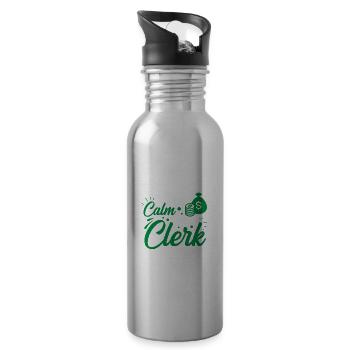 Keep Calm And Let The Bank Clerk Handle It Banker - Trinkflasche mit integriertem Trinkhalm - Lightsilver - Rechts