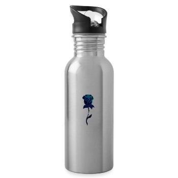 blaue pflanze rose blume - Trinkflasche mit integriertem Trinkhalm - Lightsilver - Rechts