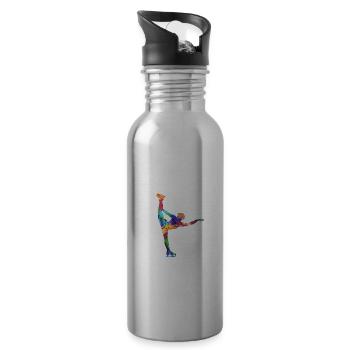 Retro Graphic Ice Skating Figure Skater Ice Skater - Trinkflasche mit integriertem Trinkhalm - Lightsilver - Rechts