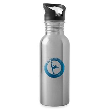 Retro Graphic Ice Skating Figure Skater Ice Skater - Trinkflasche mit integriertem Trinkhalm - Lightsilver - Rechts