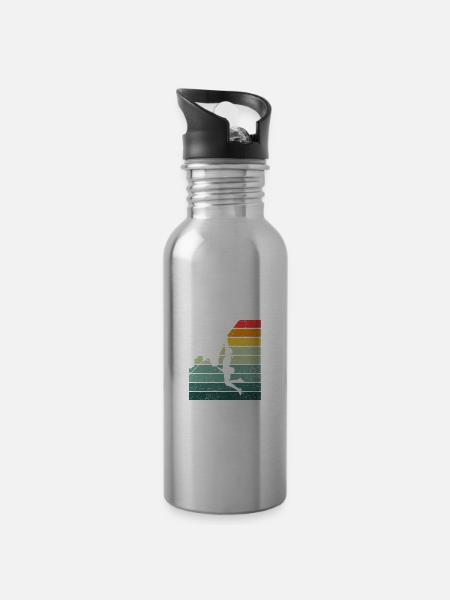 Retro Graphic Climbing Bouldering Rock Climber Mou - Trinkflasche mit integriertem Trinkhalm - Lightsilver