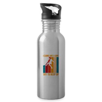 I Climb Like A Girl Try To Keep Up Bouldering Clim - Trinkflasche mit integriertem Trinkhalm - Lightsilver - Rechts