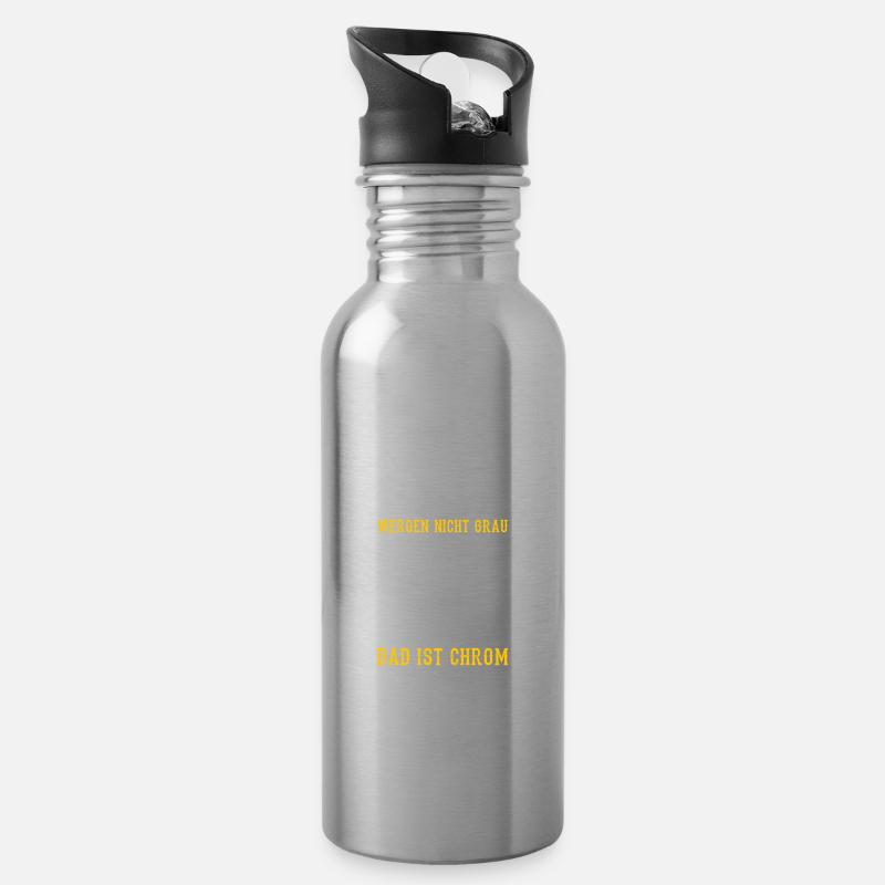 Biker Werden Nicht Grau Das Ist Chrom Motorradfahr - Trinkflasche mit integriertem Trinkhalm - Lightsilver
