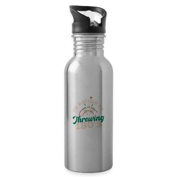 I'd Rather Be Throwing Darts And Board Dartplayer - Water bottle with straw - silver - Right