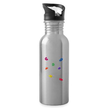Retro Graphic Climbing Bouldering Rock Climber Mou - Water bottle with straw - silver - Right