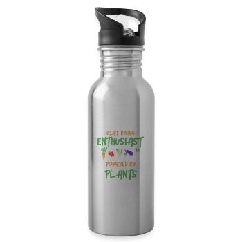 Cliff Diving Enthusiast Powered By Plants Cliff Di - Water bottle with straw - silver - Right
