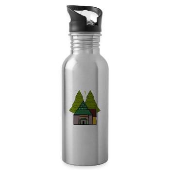 Haus Nacht Himmel Sternenhimmel Waldbewohner - Trinkflasche mit integriertem Trinkhalm - Lightsilver - Rechts