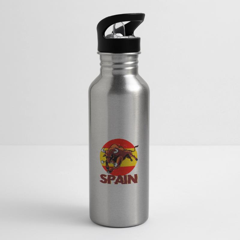 Spain Spanish Flag USA Mallorca Madrid Ameri Water bottle with straw