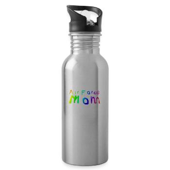 Mutter | Mama | Frau | Eltern | Air Force Mom - Trinkflasche mit integriertem Trinkhalm - Lightsilver - Rechts