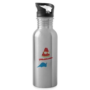 Wassermelonensurfen Windsurfer Geschenk - Trinkflasche mit integriertem Trinkhalm - Lightsilver - Rechts