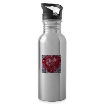 „Ein Herz, getragen von Freiheit- von Martina Eßer - Trinkflasche mit integriertem Trinkhalm - Lightsilver - Rechts