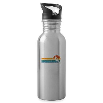 Windsurfen Windsurfing Windsurfer Retro Surfen - Trinkflasche mit integriertem Trinkhalm - Lightsilver - Rechts