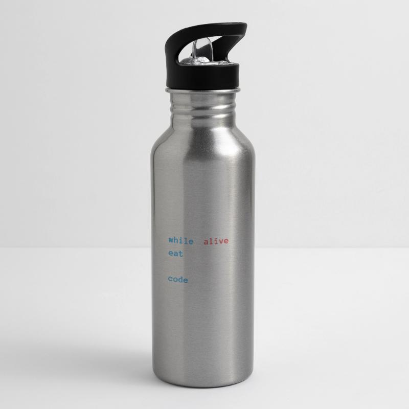 Eat Sleep Code | Programmierer Design Trinkflasche mit integriertem Trinkhalm