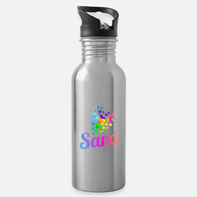 Sara Geburtstag Sara - Trinkflasche mit integriertem Trinkhalm - Lightsilver