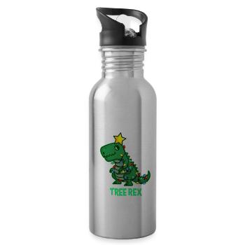 UGLY CHRISTMAS TREX Gift T REX Dino for Dad - Trinkflasche mit integriertem Trinkhalm - Lightsilver - Rechts