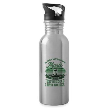 MUSIKER Geschenk Schlagzeug für Schlagzeuger SORRY - Trinkflasche mit integriertem Trinkhalm - Lightsilver - Rechts