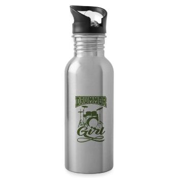 DRUMMER gift drum kit for drummer - Water bottle with straw - silver - Right